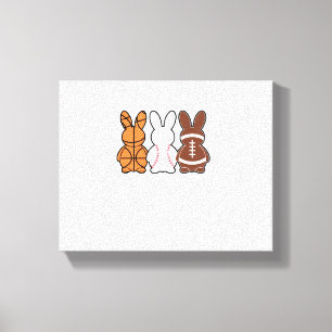 Basketball Baseball Football Sports Easter Bunny R Canvas Print