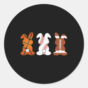 Basketball Baseball Football Sports Easter Bunny R Classic Round Sticker
