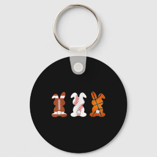 Basketball Baseball Football Sports Easter Bunny R Key Ring