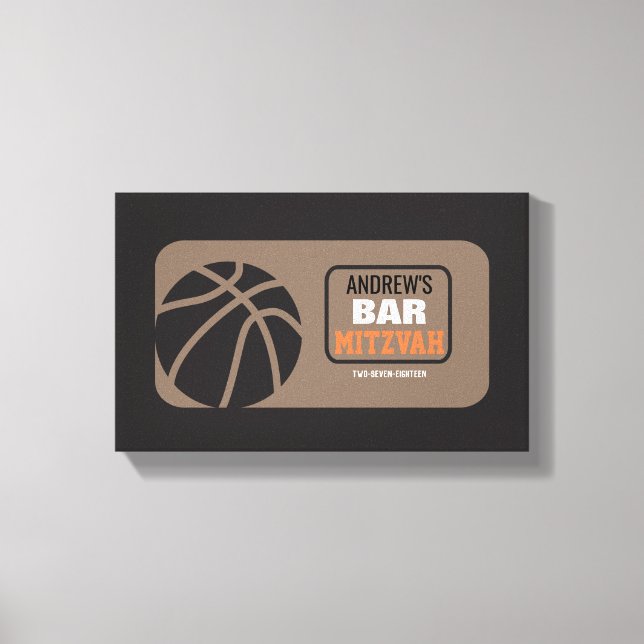 BASKETBALL Bat Bar Mitzvah Sign-In Memory Board Canvas Print (Front)