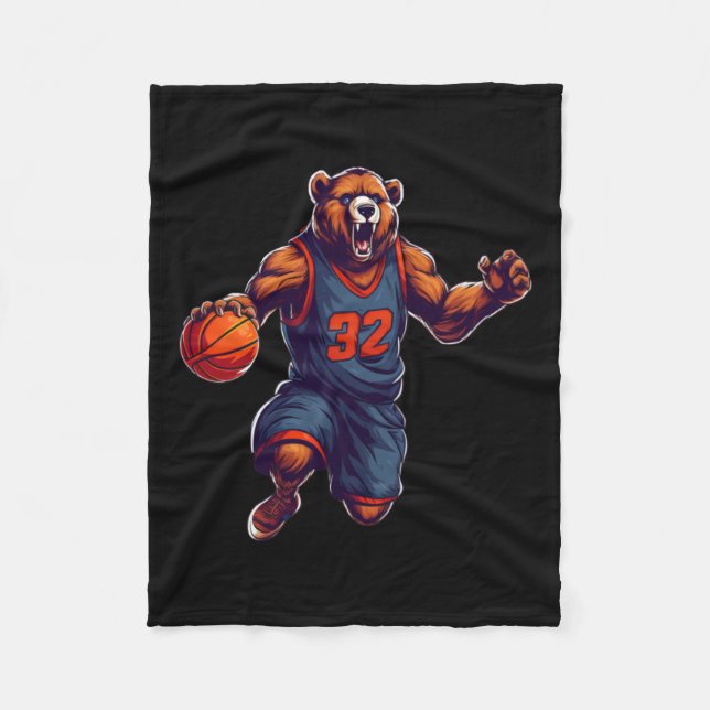 Basketball Bear 1  Fleece Blanket (Front)