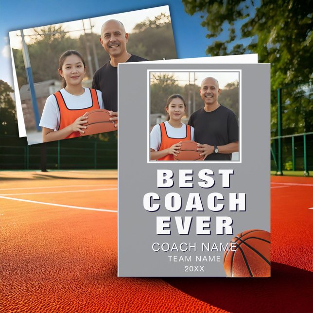Basketball Best Coach Ever Player Photo Thank You Card (Creator Uploaded)