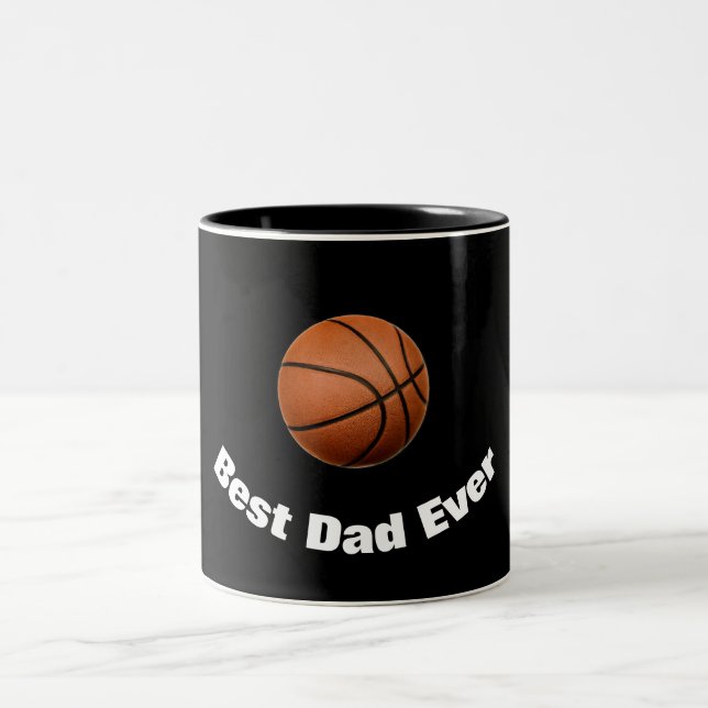 Basketball Best Dad Ever Custom Two-Tone Coffee Mug (Center)