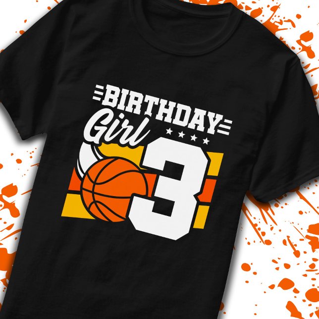 Basketball Birthday 3 Year Old Girl 3rd Birthday T-Shirt (Creator Uploaded)