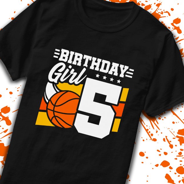 Basketball Birthday 5 Year Old Girl 5th Birthday T-Shirt (Creator Uploaded)