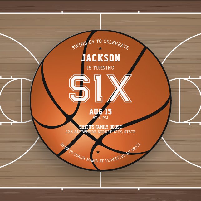 Basketball Birthday Any Age Round Invitation (Creator Uploaded)