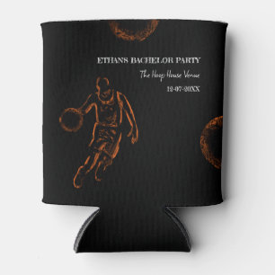 Basketball birthday / bachelor party Black Orange Can Cooler