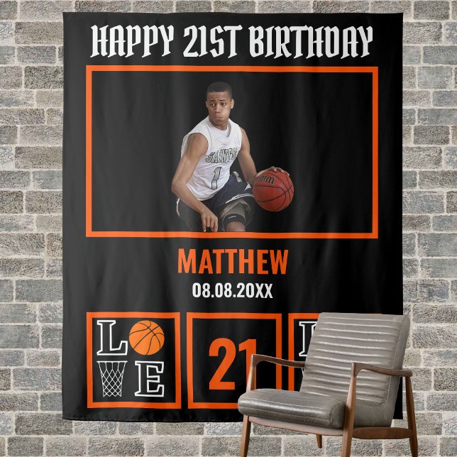 Basketball Birthday, Basketball Player Backdrops Tapestry (Creator Uploaded)