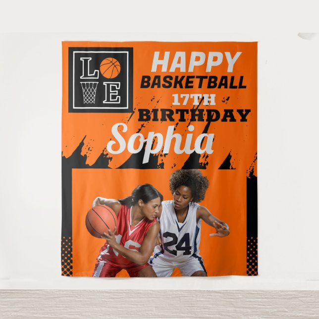 Basketball Birthday, Basketball Player  Backdrops Tapestry (Front)