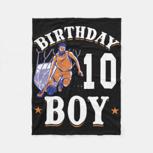Basketball - Birthday Boy 10 Th Years Old Birthday Fleece Blanket