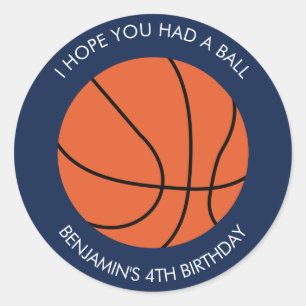 Basketball Birthday Classic Round Sticker