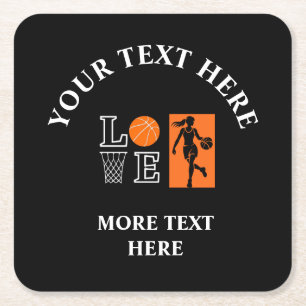 Basketball Birthday Gift, Basketball Girl Player Square Paper Coaster