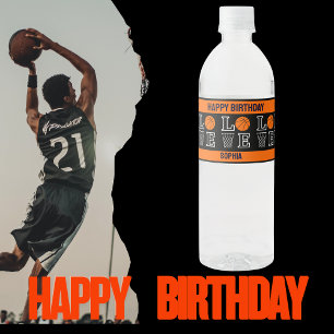 Basketball Birthday Gift, Basketball Girl Player Water Bottle Label
