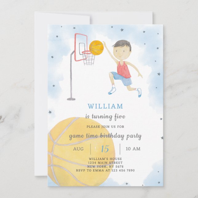 Basketball Birthday Invitation (Front)