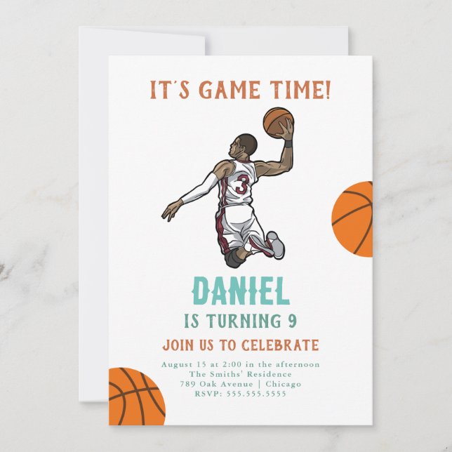 Basketball Birthday Invitation (Front)