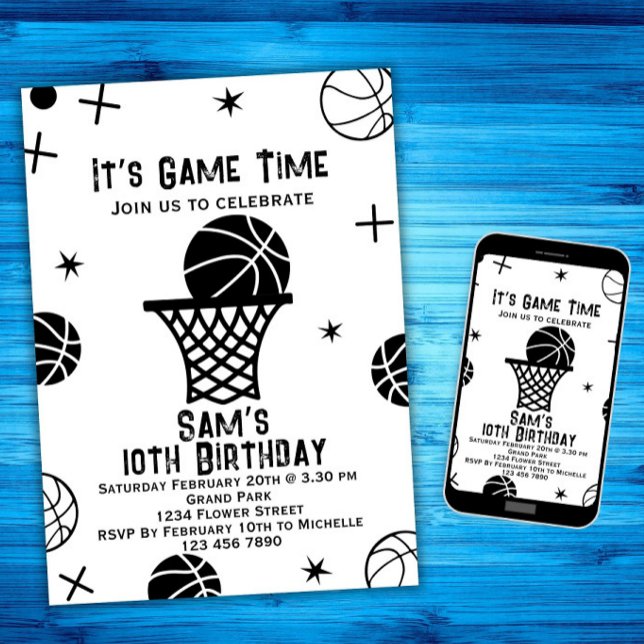 Basketball Birthday Invitation, Basket Ball Party  Invitation (Creator Uploaded)