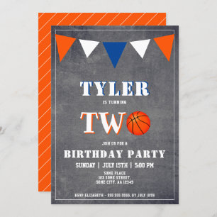 Basketball Birthday Invitation Boy 2nd Birthday