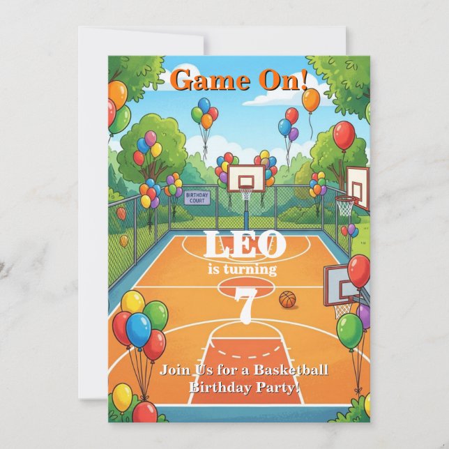 Basketball Birthday Invitation Boy | Game On  (Front)