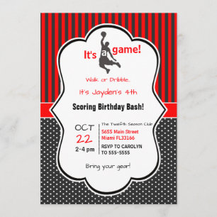 Basketball Birthday Invitation Card