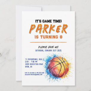basketball birthday invitation for boy