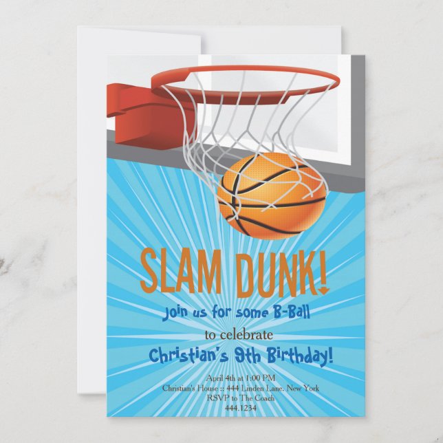 Basketball Birthday Invitations (Front)
