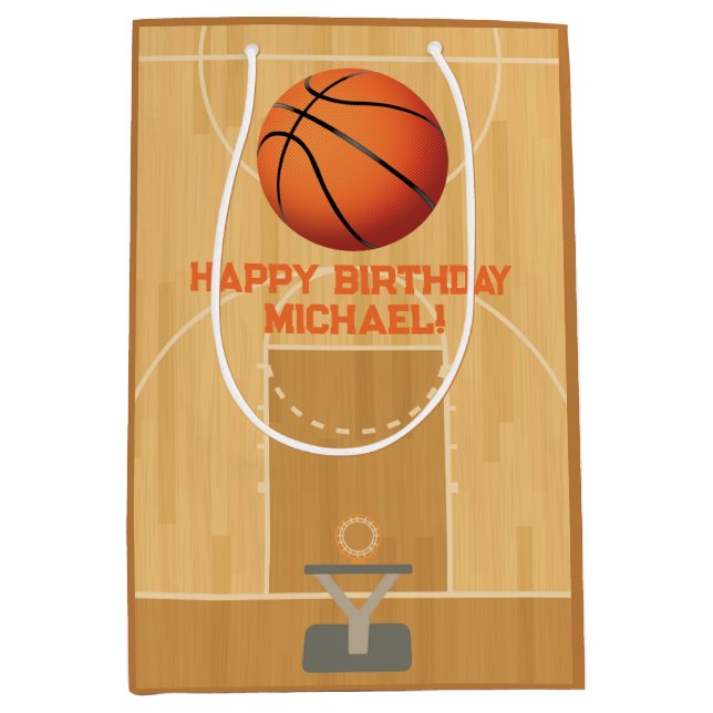 Basketball Birthday Medium Gift Bag (Front)