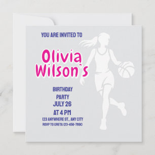Basketball Birthday Party, Basketball Player Inv Invitation