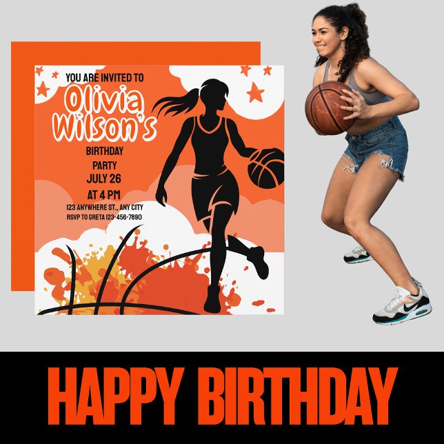 Basketball Birthday Party, Basketball Player   Inv Invitation (Creator Uploaded)