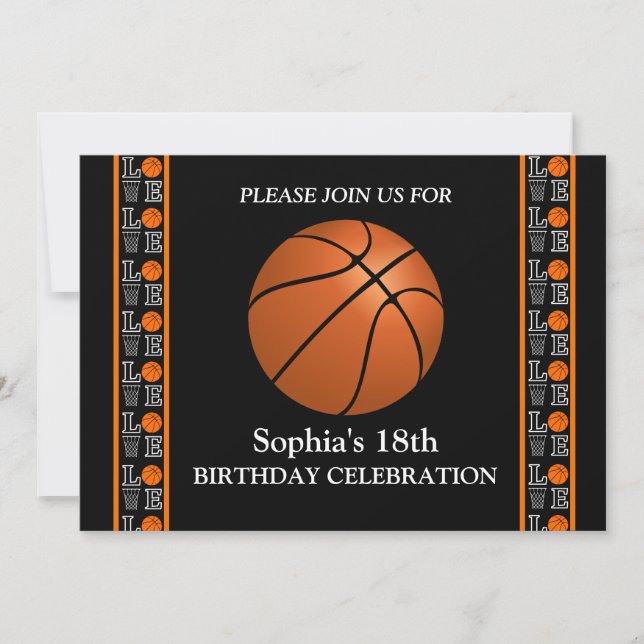 Basketball Birthday Party, Basketball Player  Invitation (Front)