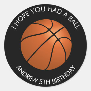 Basketball Birthday Party  Classic Round Sticker