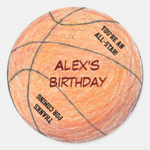 Basketball birthday party favour label