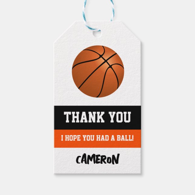 Basketball Birthday Party  Gift Tags (Front)