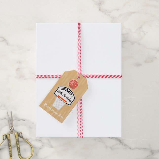 Basketball Birthday Party Gift Tags (With Twine)