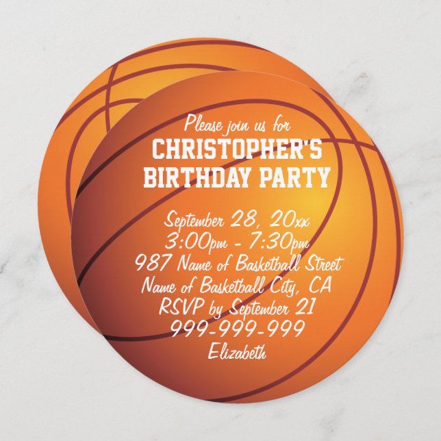 Basketball Birthday Party Invitation (Front/Back)