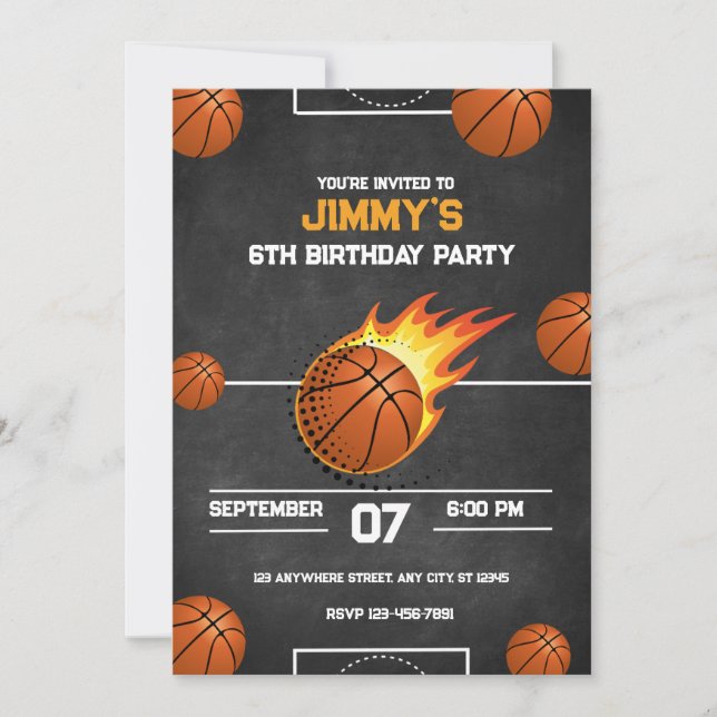 Basketball Birthday Party Invitation (Front)