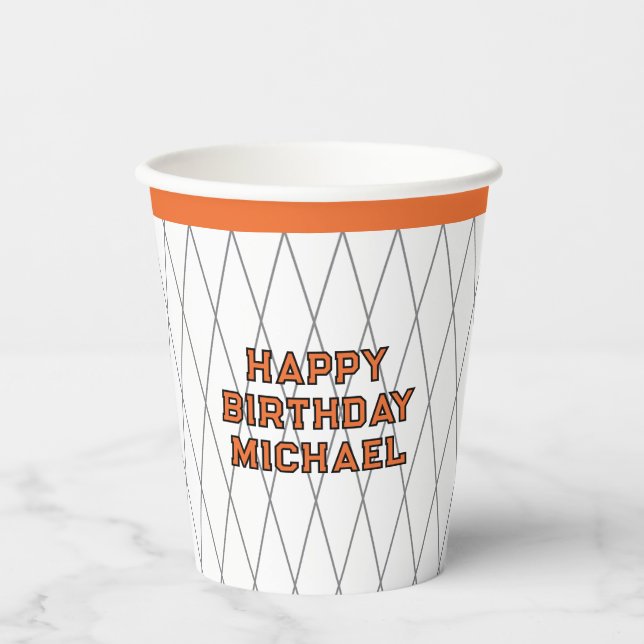 Basketball Birthday Party Paper Cups (Front)