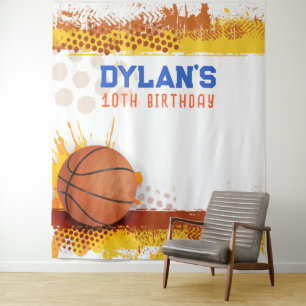 Basketball Birthday Party Photo-Op Backdrop  Tapestry