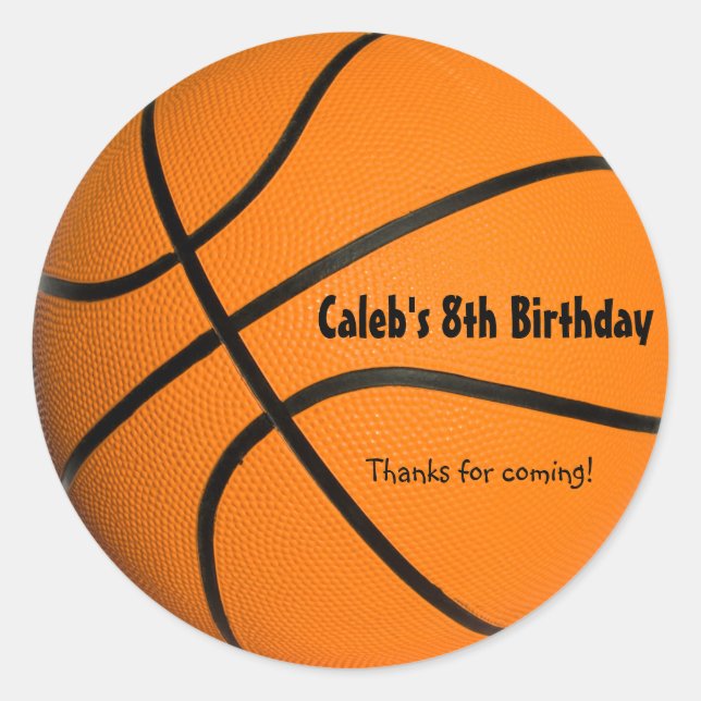 Basketball Birthday Party Sports Favour Sticker (Front)