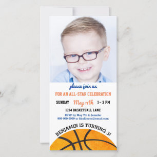 Basketball Birthday Party Sports Photo Invitation