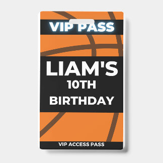 Basketball Birthday Party VIP Pass ID Badge