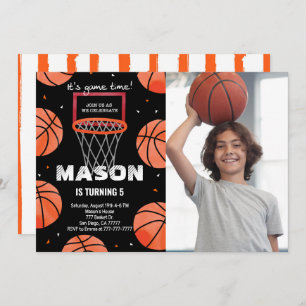 basketball Birthday Photo Invitation