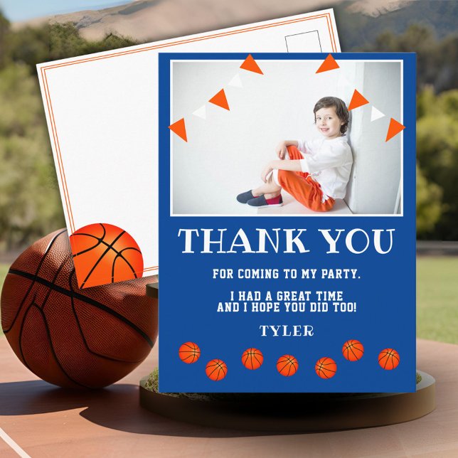 Basketball Birthday Photo Thank you Postcard (Creator Uploaded)