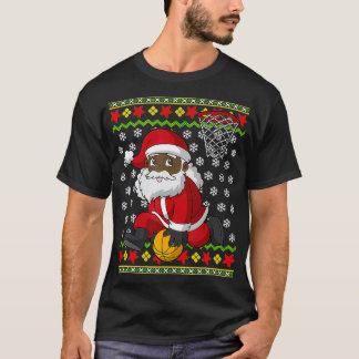 Basketball Black African American Santa Claus Slam T-Shirt
