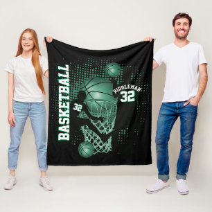 Basketball - Black and Green -DIY Text Fleece Blanket