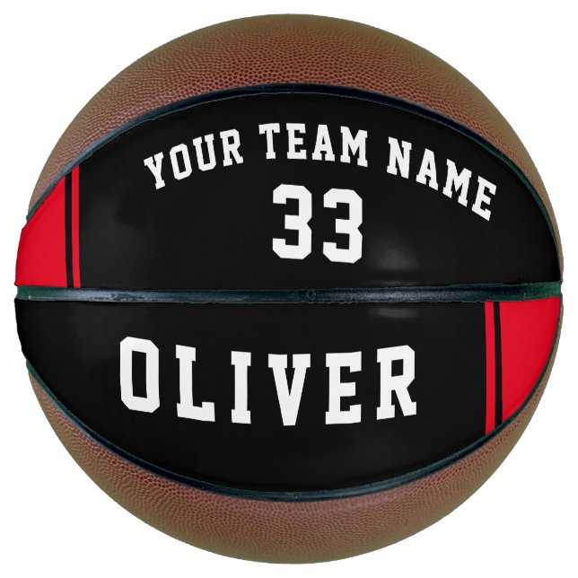 Basketball Black and Red with Team Number Name (Front)