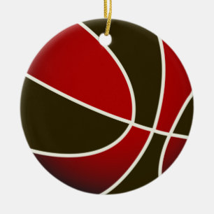 Basketball - Black/Red Ceramic Tree Decoration
