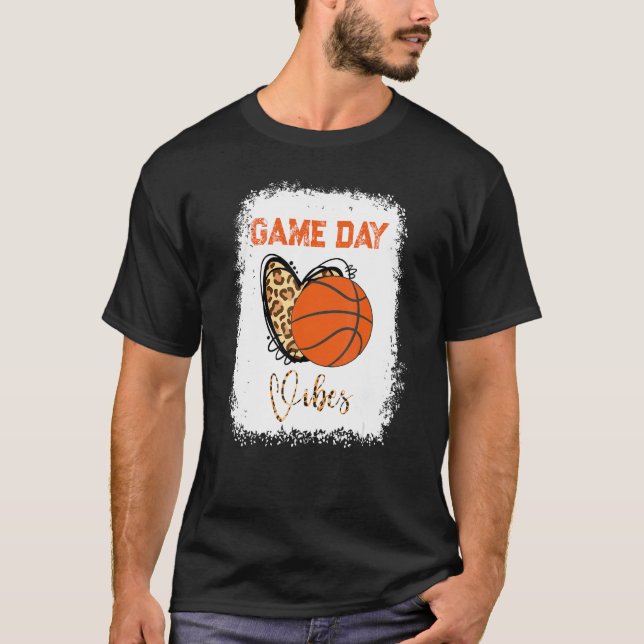 Basketball Bleached Game Day Vibes Basketball Mom  T-Shirt (Front)