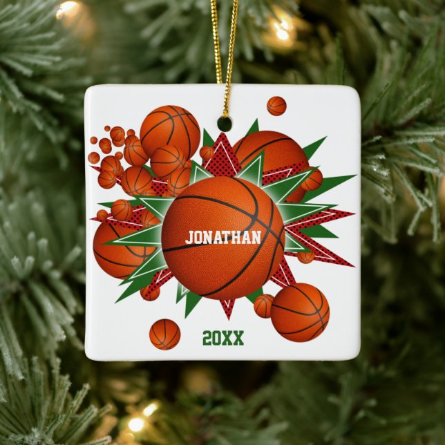 Basketball Blowout boys girls sports commemorative Ceramic Ornament (Tree)