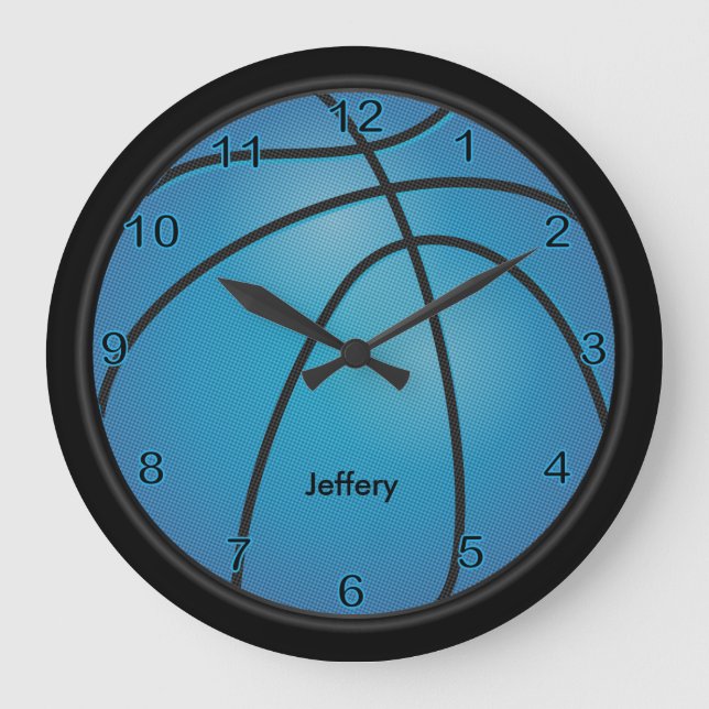 Basketball | Blue | Personalise Large Clock (Front)