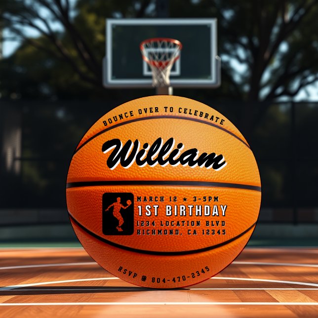 Basketball Bounce 1st Birthday Party Invitation (Basketball Bounce 1st Birthday Party Invitation
)